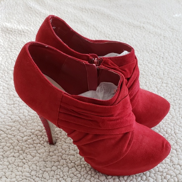 H by Halston | Aida | Ruby Red | Stiletto Booties - Picture 3 of 8